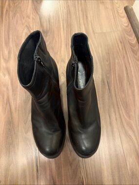 Jeffrey Campbell Black Leather Ankle Booties with Side Zip